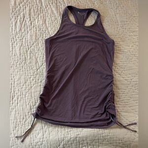 Athleta Dark Purple Plum Ruched Drawstring Sides Racerback Tank Top Size Small